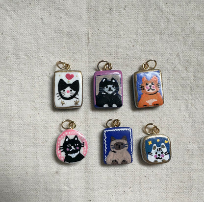 Hand Painted Cat Charms