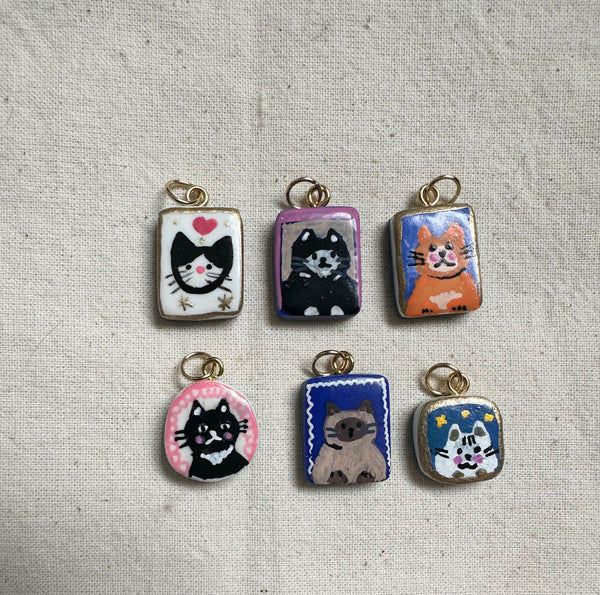 Hand Painted Cat Charms