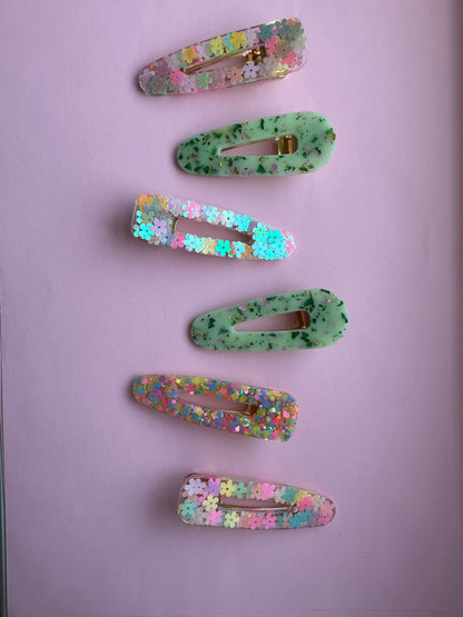 Sparkly Summer Resin Hair Clips