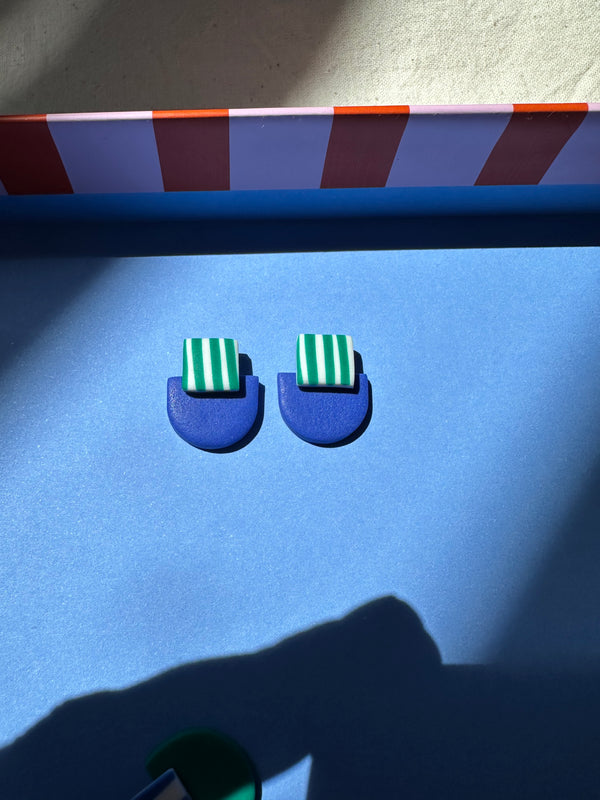 Two Colour Way Art Deco Style Stud Earrings