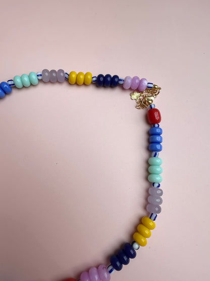 Multicoloured Semi Precious Stone Bead Necklace