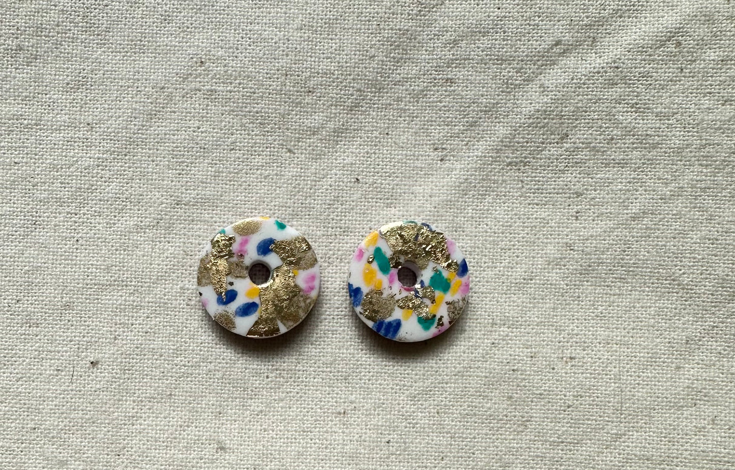 Abstract Design Round Clay Studs Earrings
