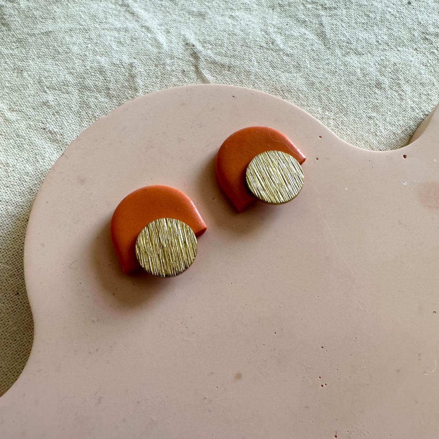 Statement Brass Stud Earrings