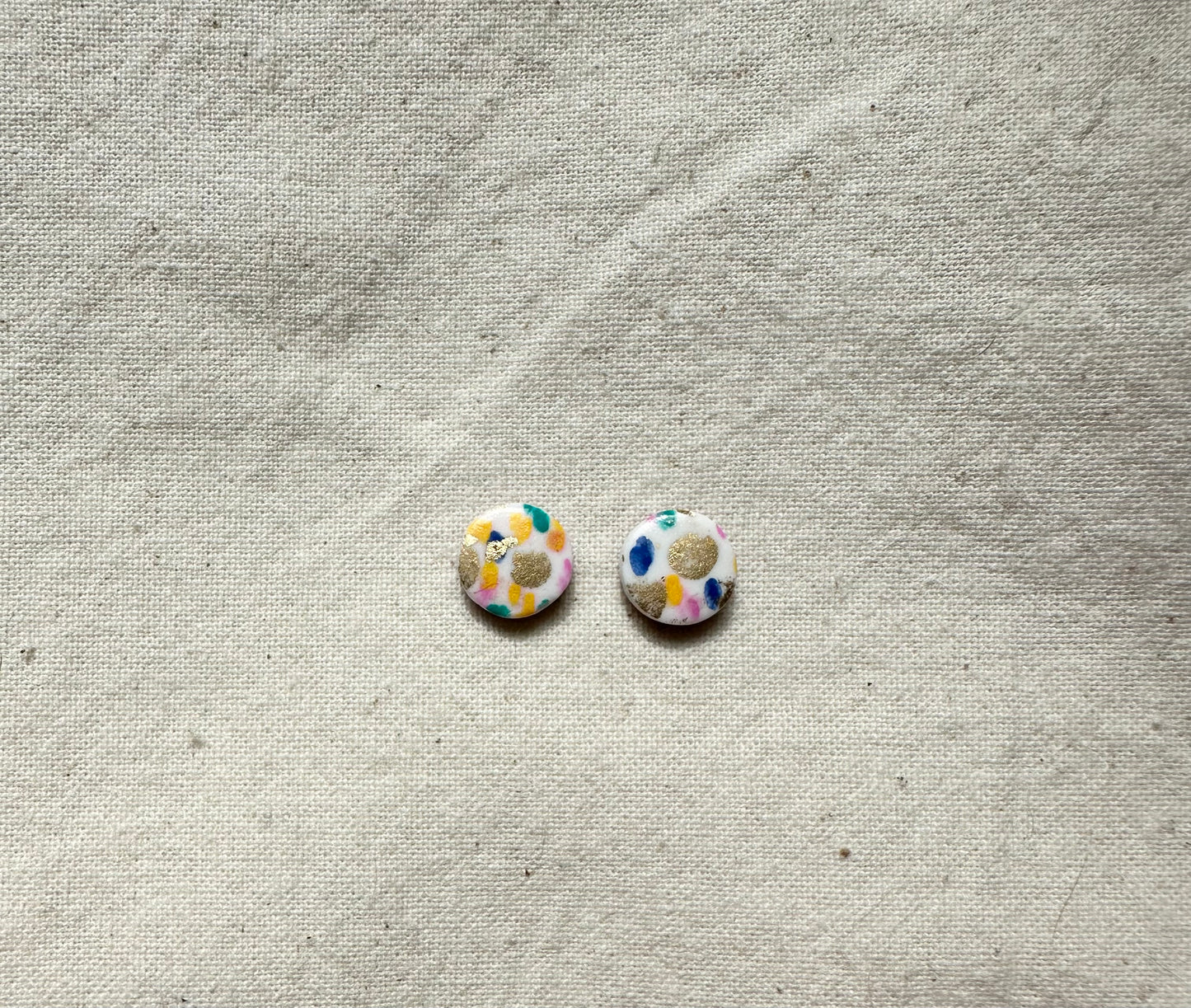 Abstract Design Round Clay Studs Earrings