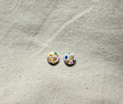 Abstract Design Round Clay Studs Earrings