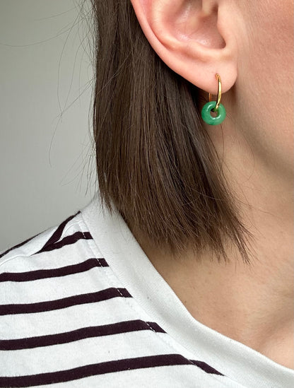 Semi Precious Bead Hoop Earrings