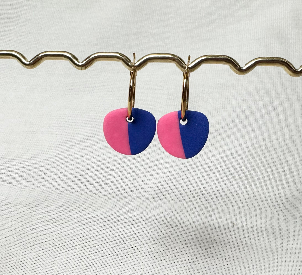 Two Colour Way Pink and Blue Hoop Earrings