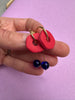 Clay and Bead Hoop Dangle Earrings