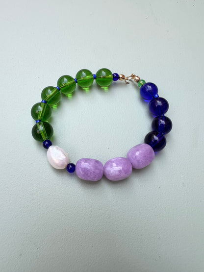 Glass and Semi Precious Stone Beaded Bracelet