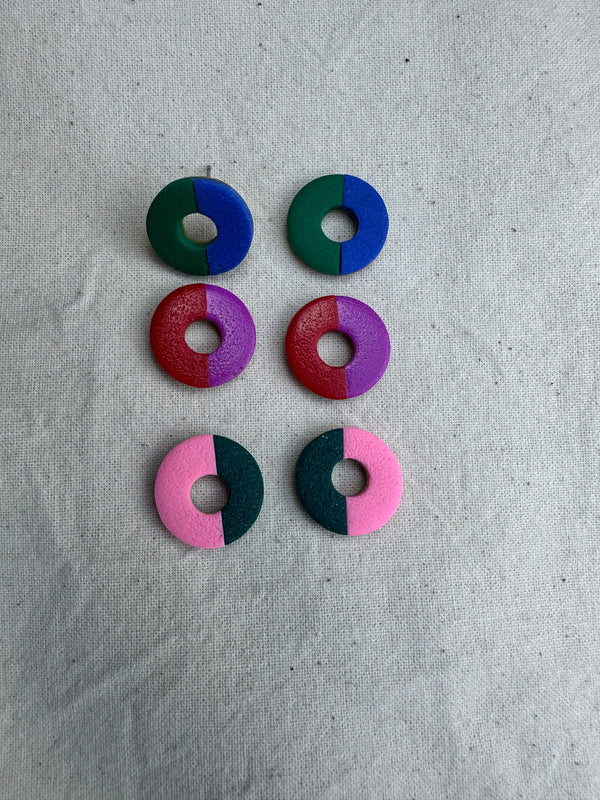 Statement Stud Two Colour Way  Earrings