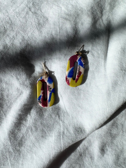 New Burgundy and Lime Green Dangle Earrings
