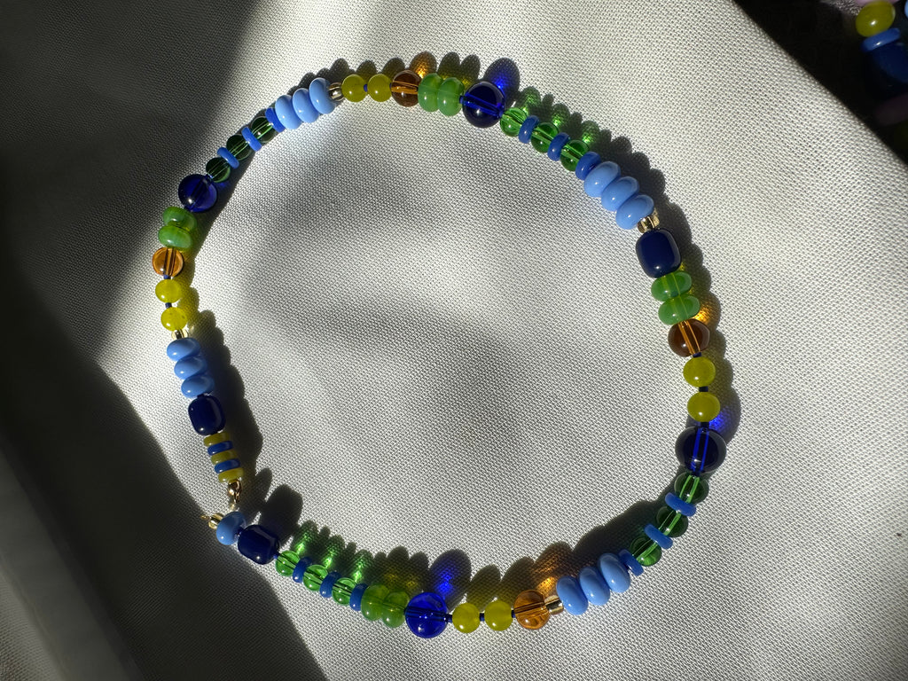 Multicoloured Semi Precious Stone Bead Necklace