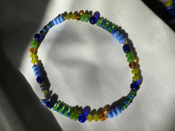 Multicoloured Semi Precious Stone Bead Necklace