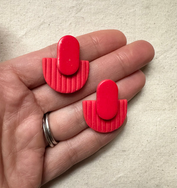 Art Deco Style Big Stud Earrings