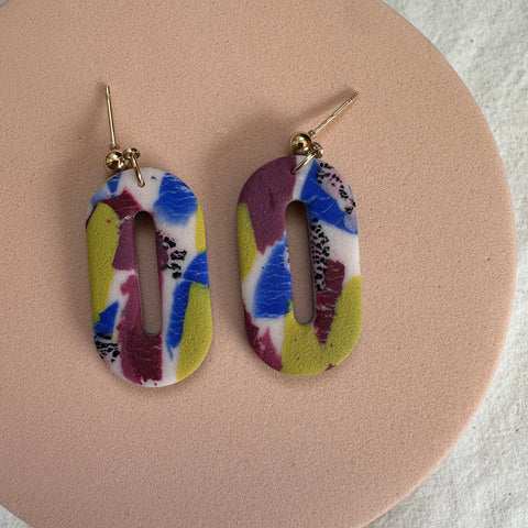 New Burgundy and Lime Green Dangle Earrings