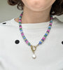 Multicoloured Beaded necklace with detachable pearl charm