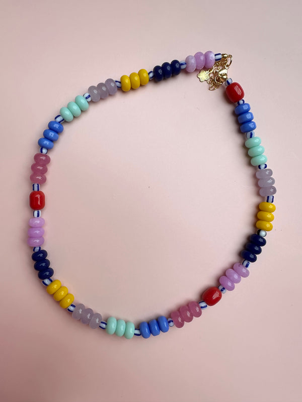 Multicoloured Semi Precious Stone Bead Necklace