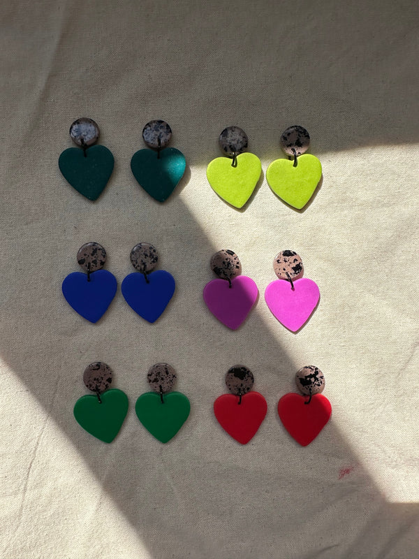 Animal Print Heart Dangly Earrings