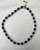Glass Bead Necklace Blue and Burgundy