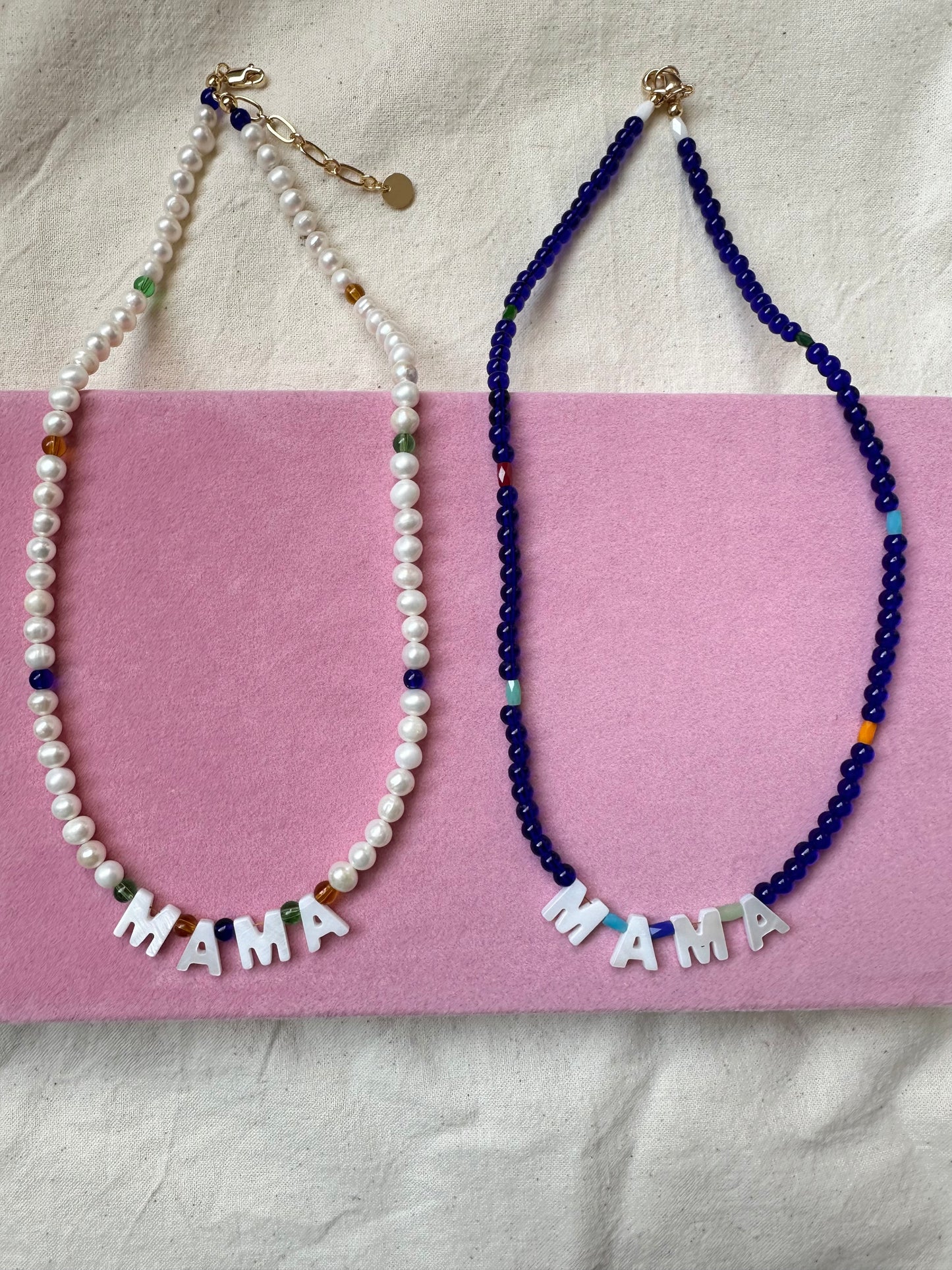 Mama Beaded Necklace Pearl Necklace