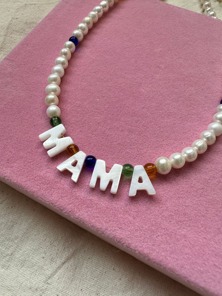 Mama Beaded Necklace Pearl Necklace