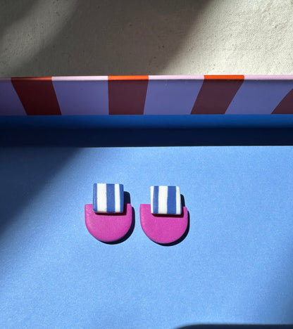 Two Colour Way Art Deco Style Stud Earrings