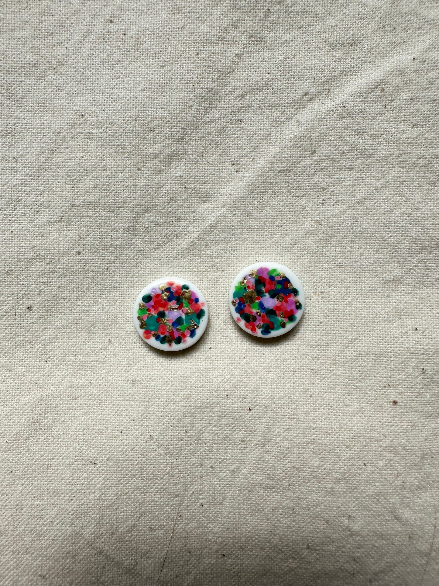 Abstract Design Round Clay Studs Earrings