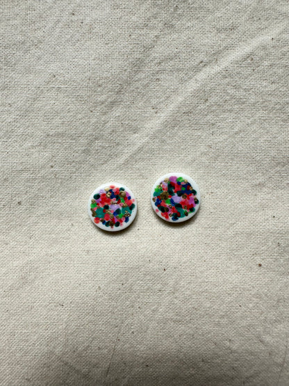 Abstract Design Round Clay Studs Earrings