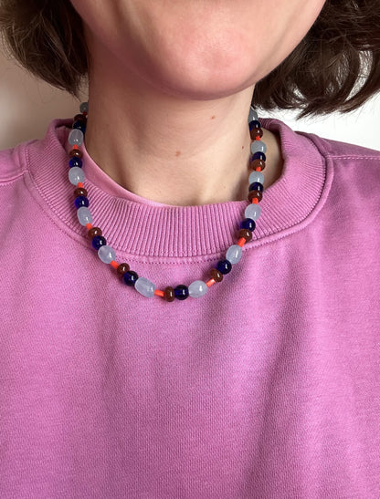 Semi Precious and glass Bead Necklace