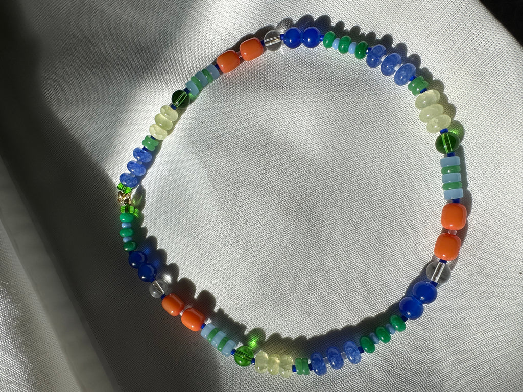 Multicoloured Semi Precious Stone Bead Necklace