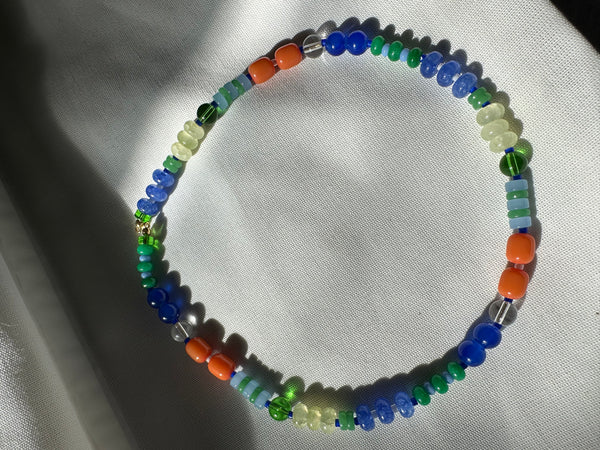 Multicoloured Semi Precious Stone Bead Necklace