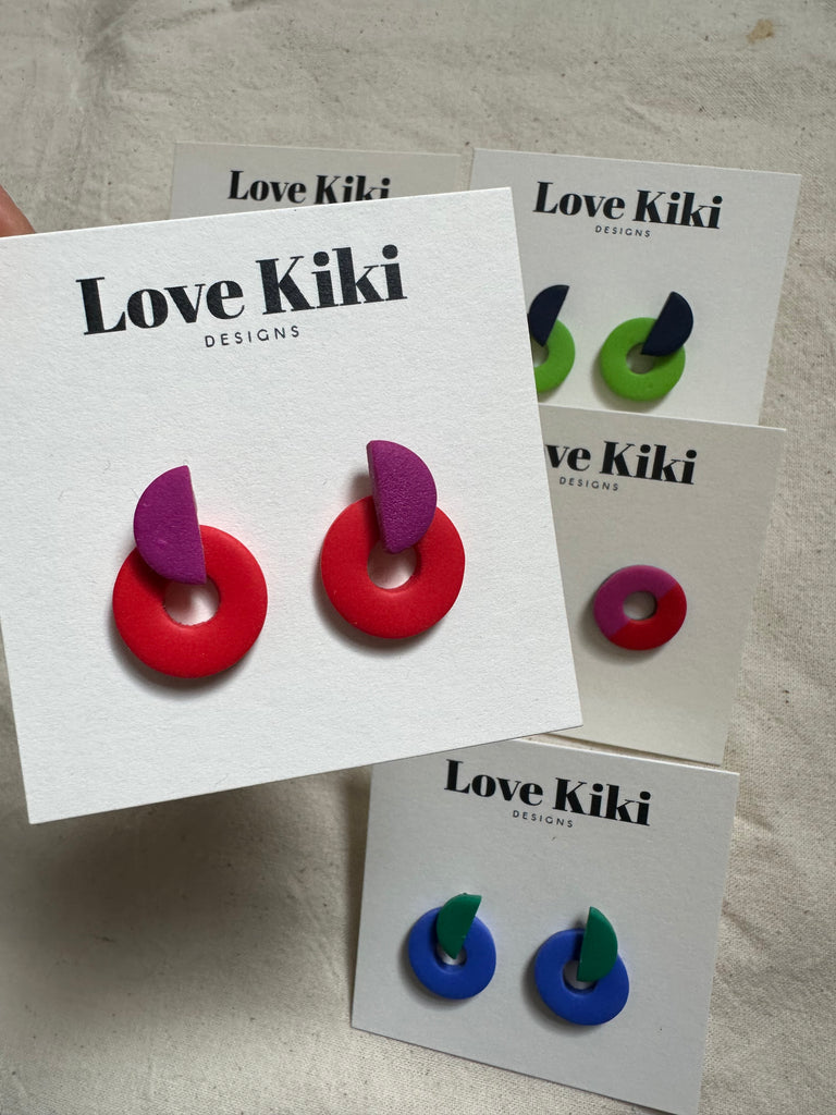 Two Colour Way Stud Earrings