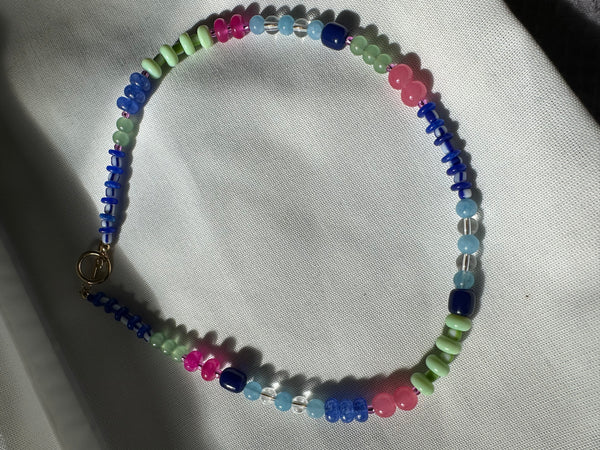 Multicoloured Semi Precious Stone Bead Necklace
