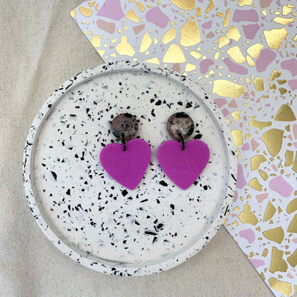 Animal Print Heart Dangly Earrings
