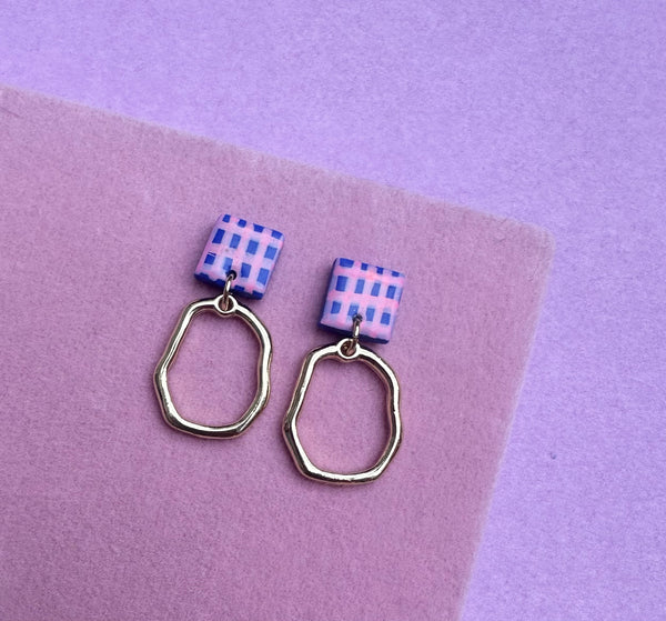 Small Dangly Stripes Hoop Earrings