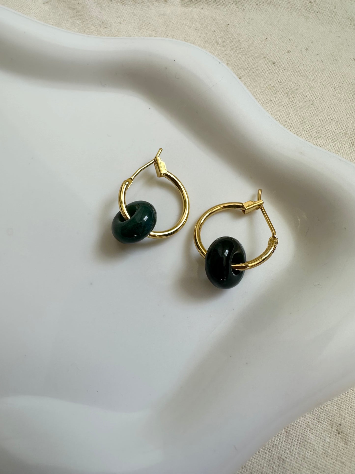 Semi Precious Bead Hoop Earrings