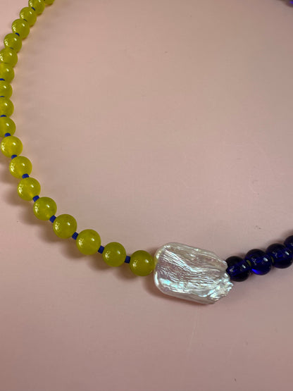 Two Colour Way Semi Precious Stone Bead Necklace