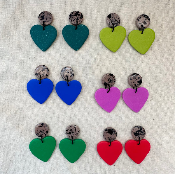 Animal Print Heart Dangly Earrings