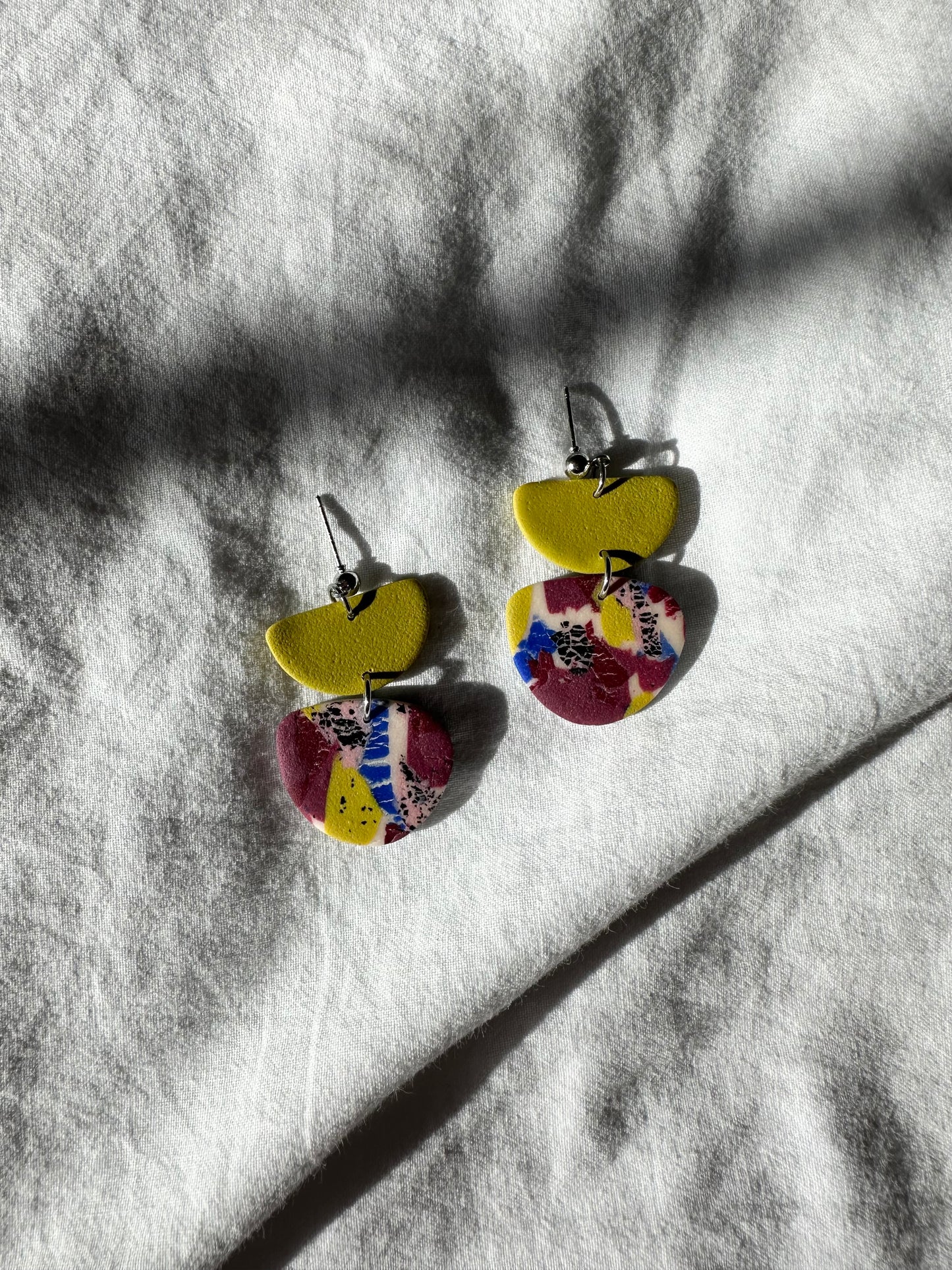 New Burgundy and Lime Green Dangle Earrings