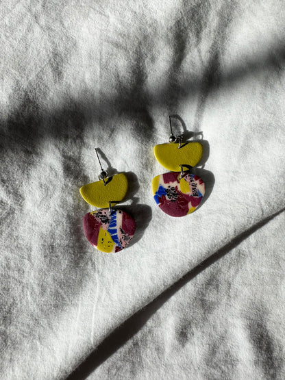 New Burgundy and Lime Green Dangle Earrings