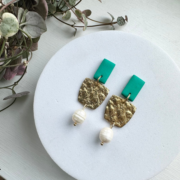 Statement Art Deco Style Design Dangle Earrings