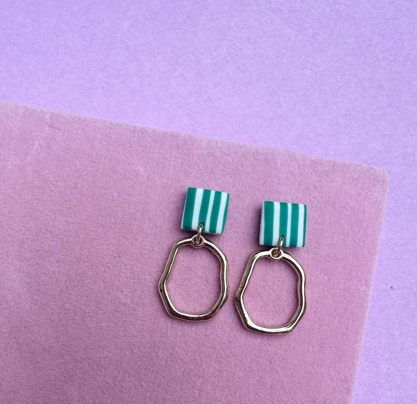 Small Dangly Stripes Hoop Earrings