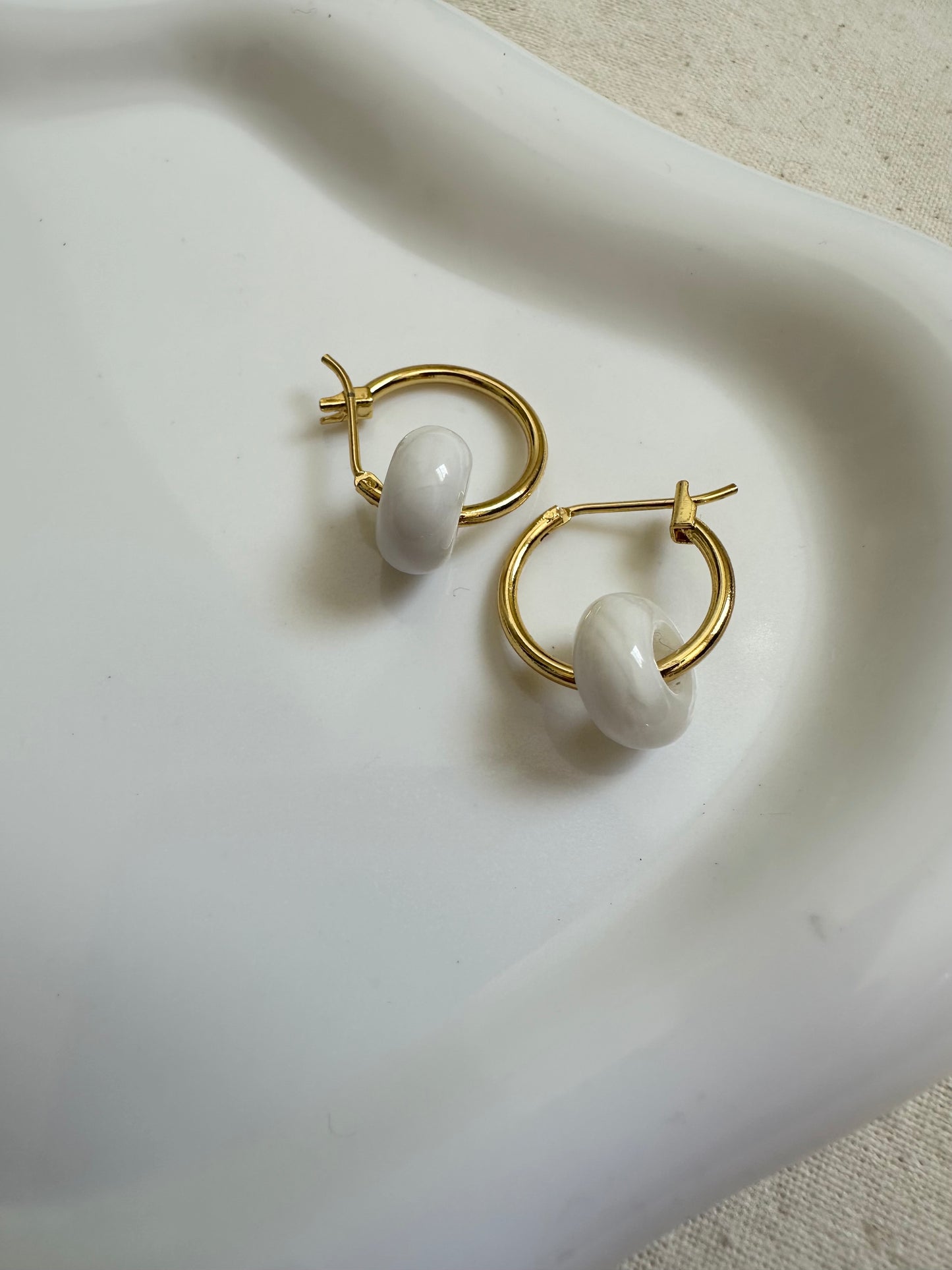 Semi Precious Bead Hoop Earrings