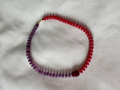 Celeste Semi Precious Beaded necklace in Red and Purple