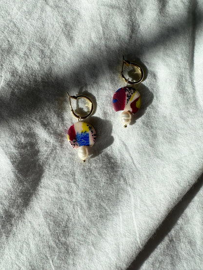 New Burgundy and Lime Green Dangle Earrings
