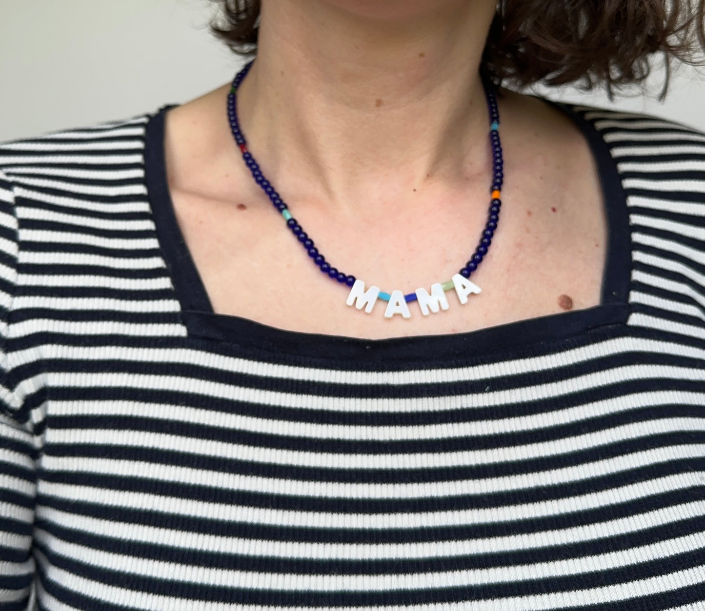 Mama Beaded Necklace Pearl Necklace