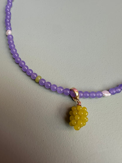 Lilac and Pearls Semi Precious Beaded necklace