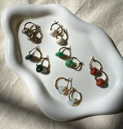 Semi Precious Bead Hoop Earrings