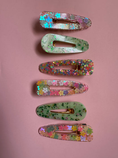 Sparkly Summer Resin Hair Clips