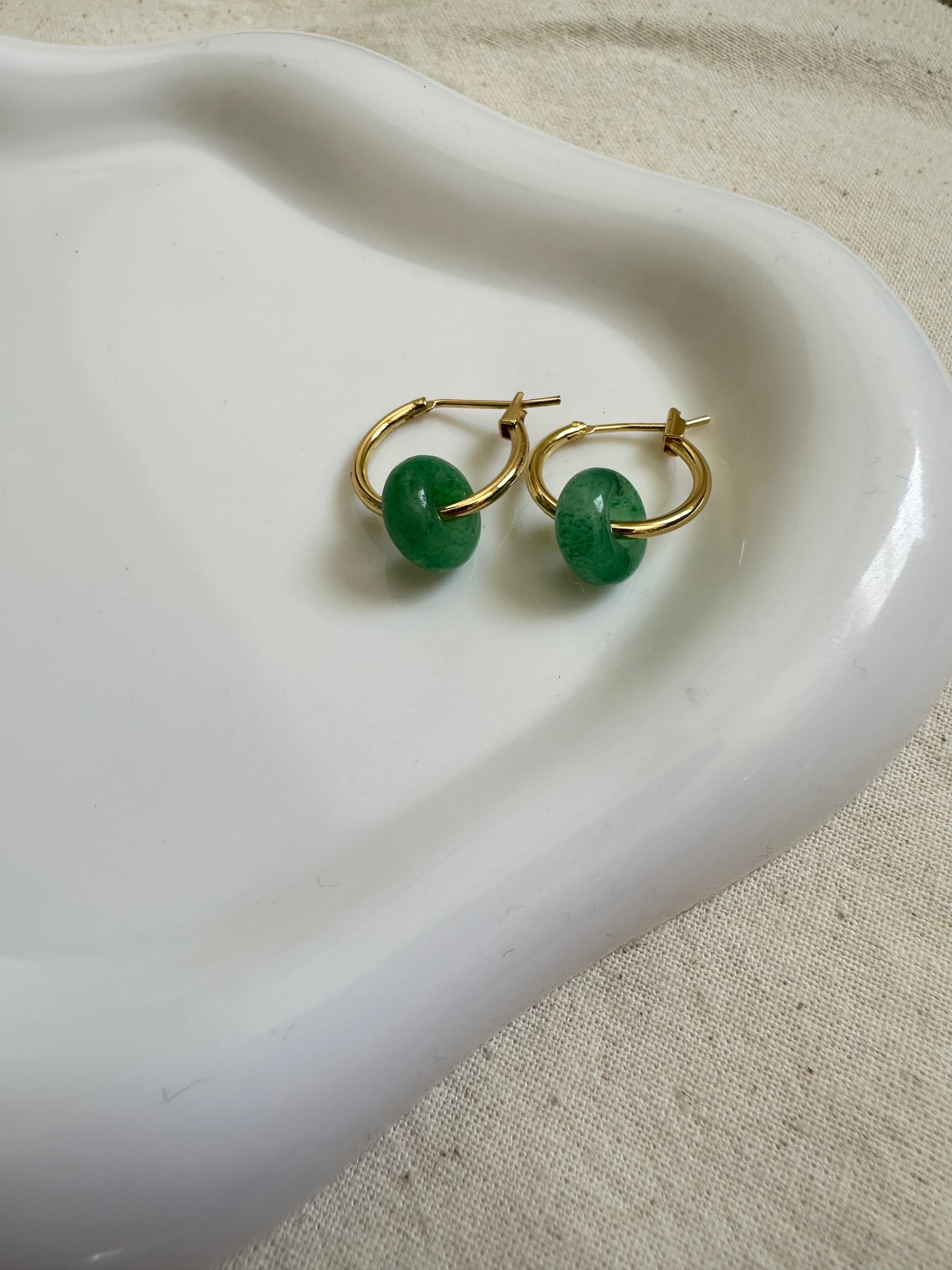 Semi Precious Bead Hoop Earrings